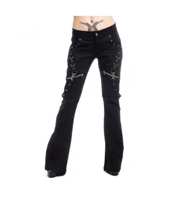 パンツ y2k gothic bondage flare pants gimmick Womens Gothic Punk Cargo Pants High Waist Flare Pants Wide